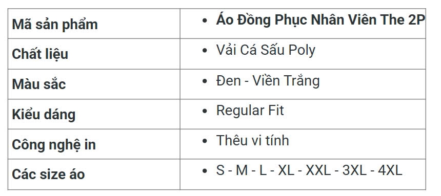 Áo Đồng Phục Nhân Viên The 2P