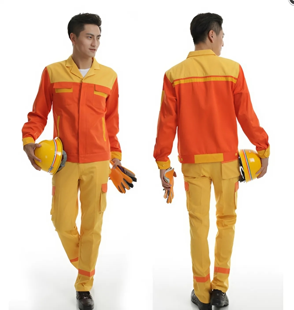 Quần áo bảo hộ phối màu cam vàng vải Pangzim