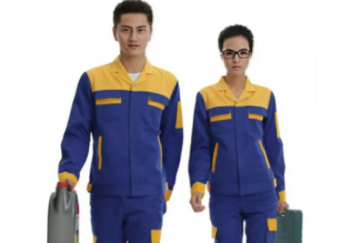 Quần áo bảo hộ phối màu xanh vàng 